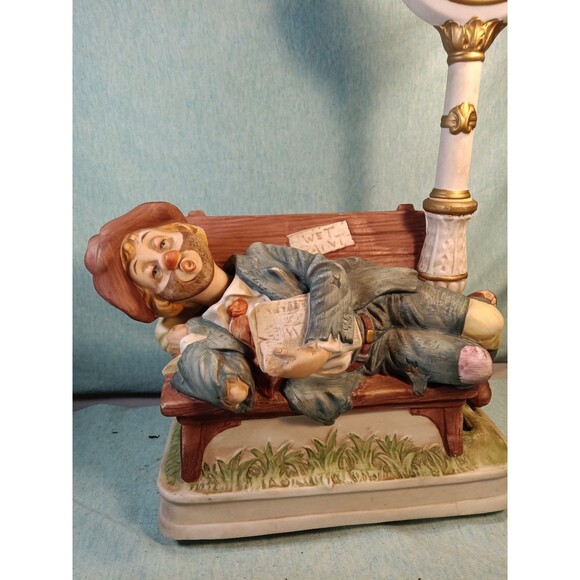 Melody in Motion Wall Street Willie Sleeping On Park Bench Clock Works music box - Picture 2 of 8